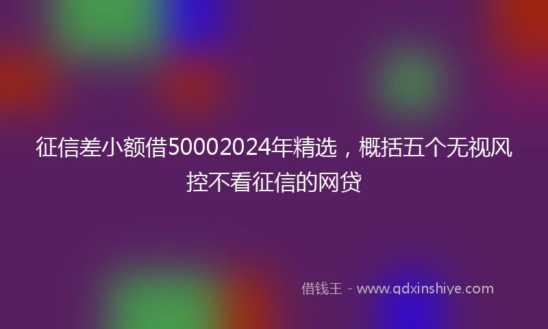 征信差小额借50002024年精选，概括五个无视风控不看征信的网贷