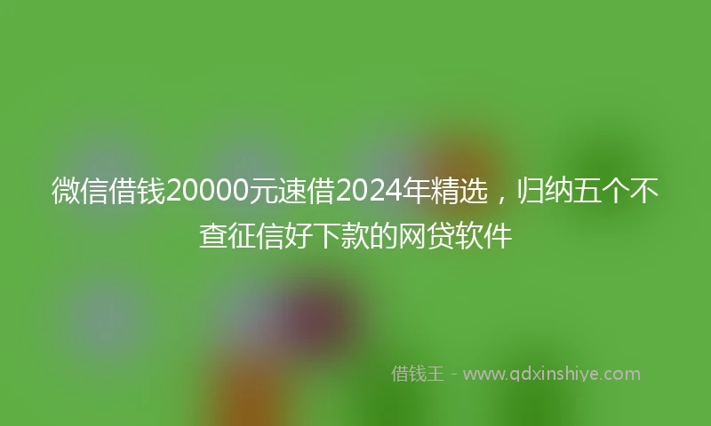 微信借钱20000元速借2024年精选，归纳五个不查征信好下款的网贷软件