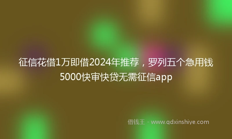 征信花借1万即借2024年推荐，罗列五个急用钱5000快审快贷无需征信app
