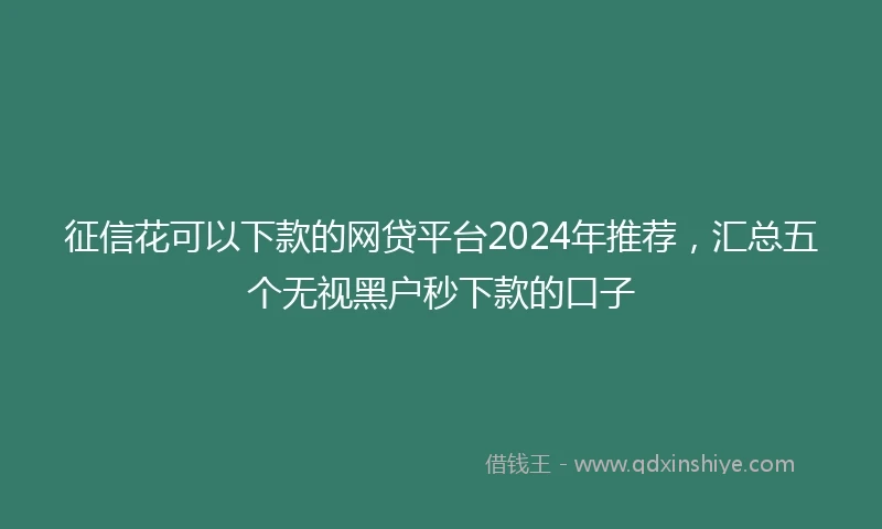 征信花可以下款的网贷平台2024年推荐，汇总五个无视黑户秒下款的口子