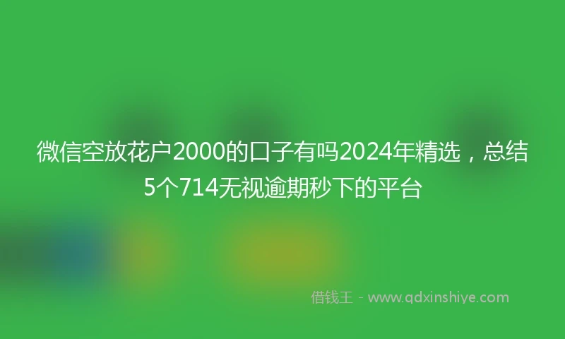 微信空放花户2000的口子有吗2024年精选，总结5个714无视逾期秒下的平台