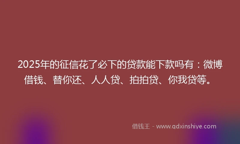 2025年的征信花了必下的贷款能下款吗有：微博借钱、替你还、人人贷、拍拍贷、你我贷等。