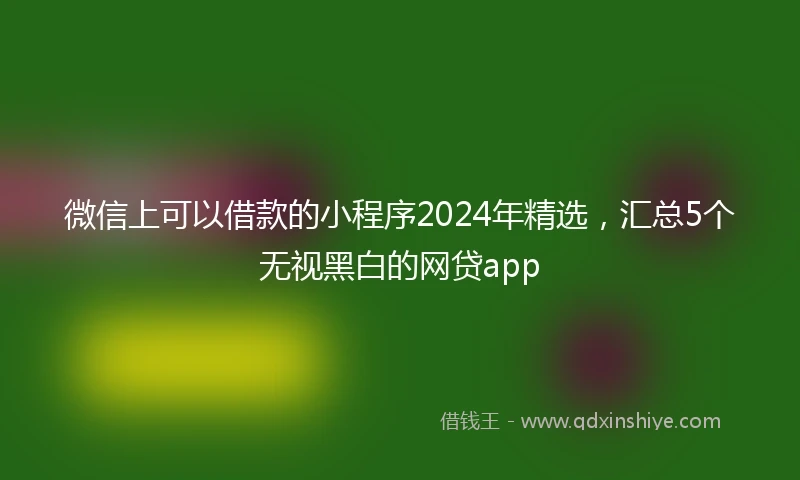 微信上可以借款的小程序2024年精选，汇总5个无视黑白的网贷app