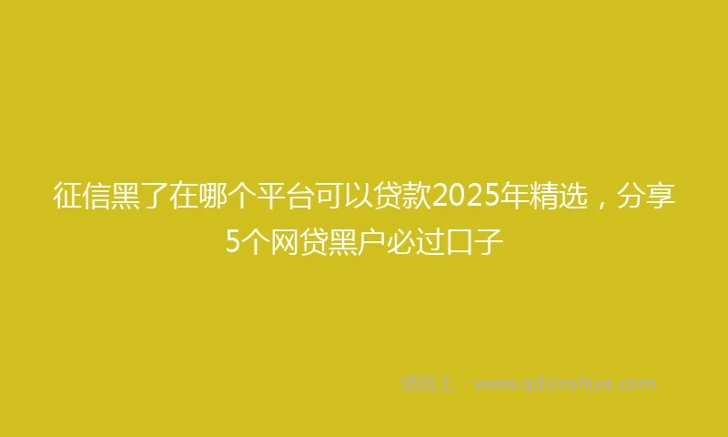 征信黑了在哪个平台可以贷款2025年精选，分享5个网贷黑户必过口子