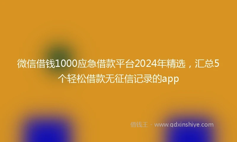微信借钱1000应急借款平台2024年精选,汇总5个轻松借款无征信记录的app