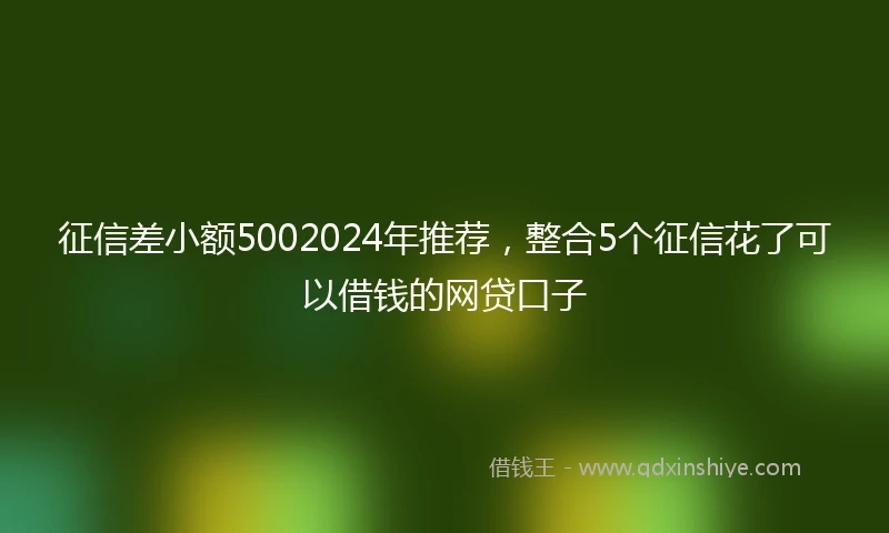 征信差小额5002024年推荐，整合5个征信花了可以借钱的网贷口子