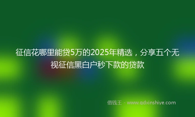 征信花哪里能贷5万的2025年精选，分享五个无视征信黑白户秒下款的贷款