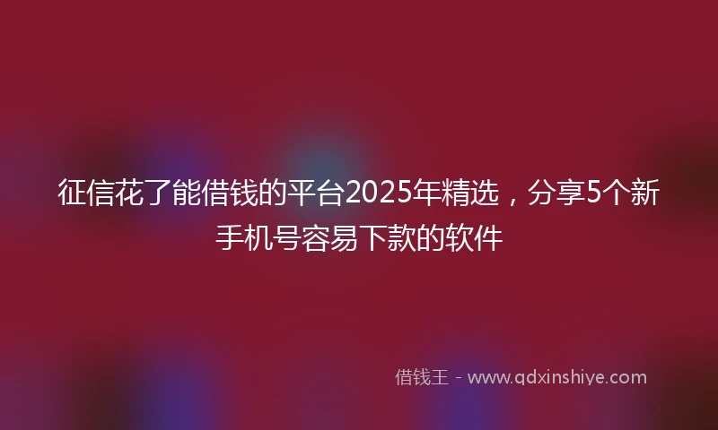 征信花了能借钱的平台2025年精选，分享5个新手机号容易下款的软件