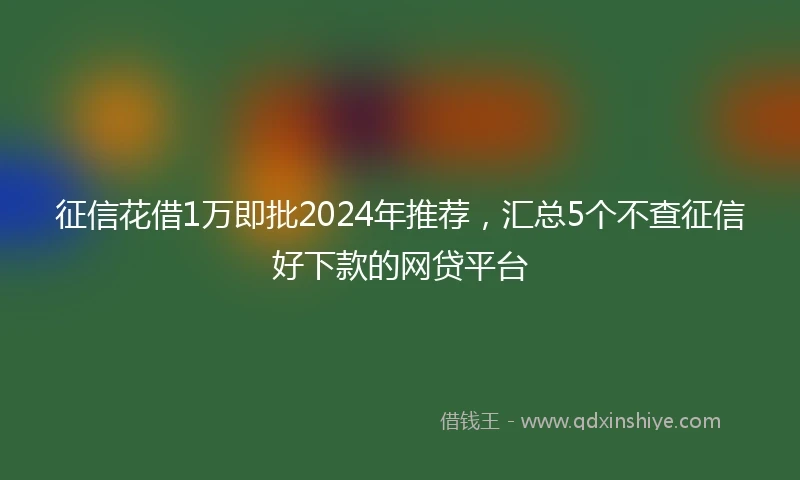 征信花借1万即批2024年推荐，汇总5个不查征信好下款的网贷平台