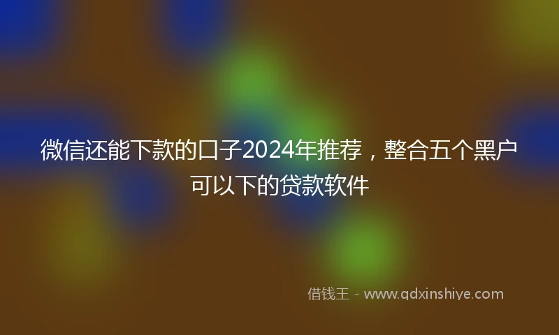 微信还能下款的口子2024年推荐，整合五个黑户可以下的贷款软件