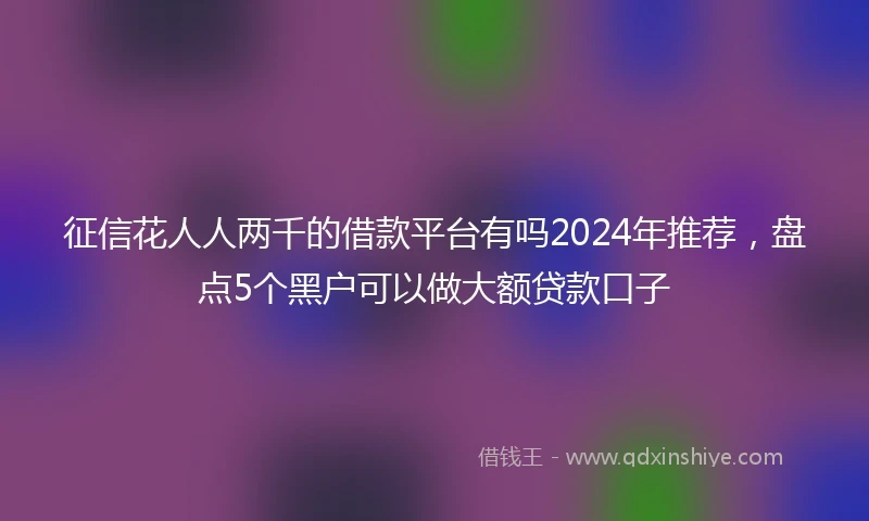 征信花人人两千的借款平台有吗2024年推荐，盘点5个黑户可以做大额贷款口子