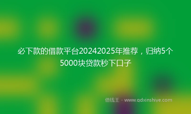 必下款的借款平台20242025年推荐，归纳5个5000块贷款秒下口子