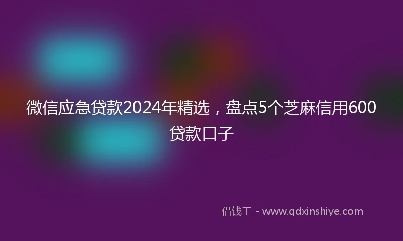 微信应急贷款2024年精选，盘点5个芝麻信用600贷款口子