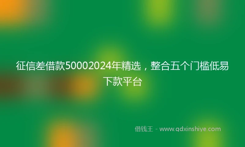 征信差借款50002024年精选，整合五个门槛低易下款平台