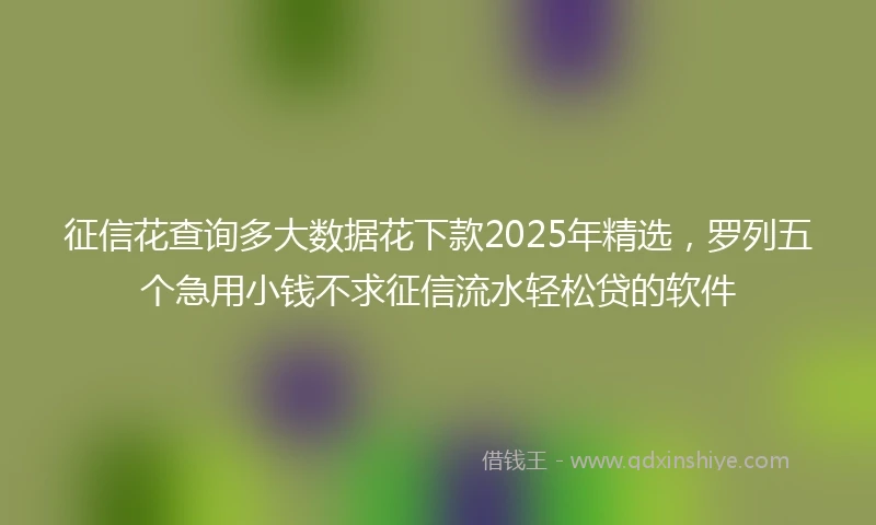 征信花查询多大数据花下款2025年精选，罗列五个急用小钱不求征信流水轻松贷的软件