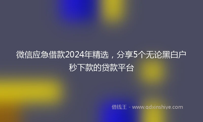微信应急借款2024年精选，分享5个无论黑白户秒下款的贷款平台