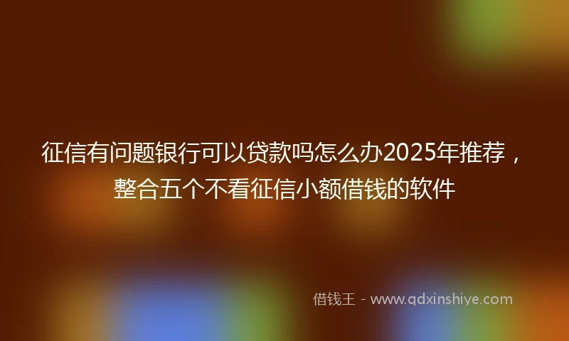 征信有问题银行可以贷款吗怎么办2025年推荐，整合五个不看征信小额借钱的软件