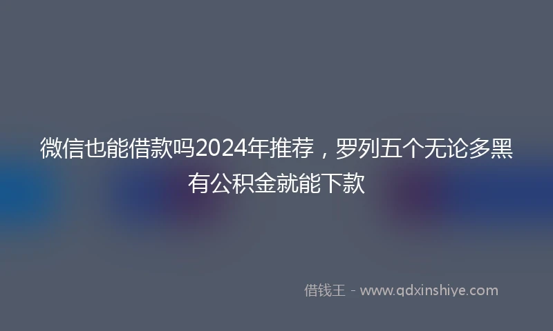 微信也能借款吗2024年推荐，罗列五个无论多黑有公积金就能下款