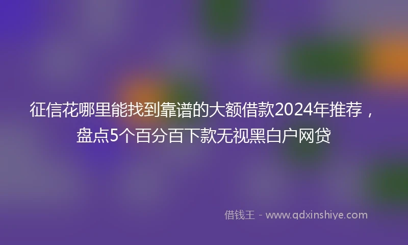征信花哪里能找到靠谱的大额借款2024年推荐，盘点5个百分百下款无视黑白户网贷
