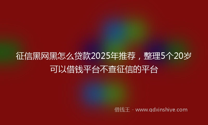 征信黑网黑怎么贷款2025年推荐，整理5个20岁可以借钱平台不查征信的平台