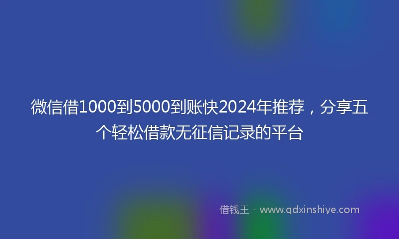 微信借1000到5000到账快2024年推荐，分享五个轻松借款无征信记录的平台