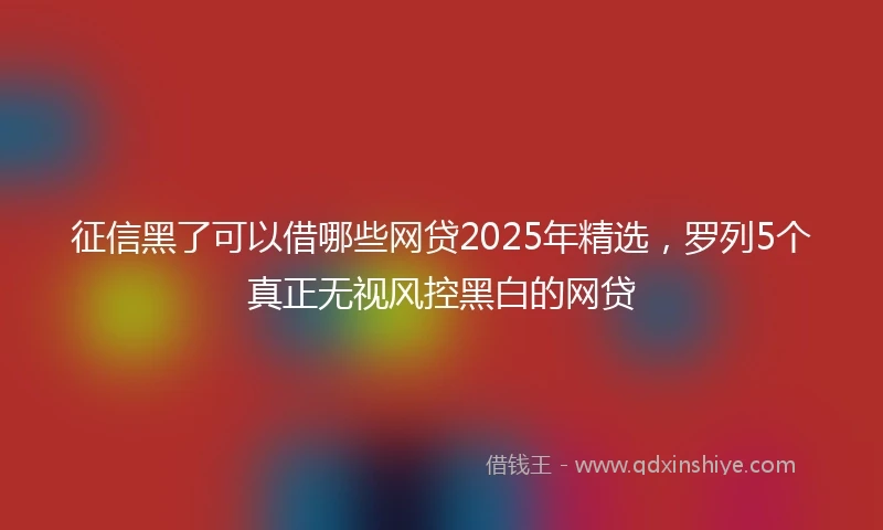 征信黑了可以借哪些网贷2025年精选，罗列5个真正无视风控黑白的网贷