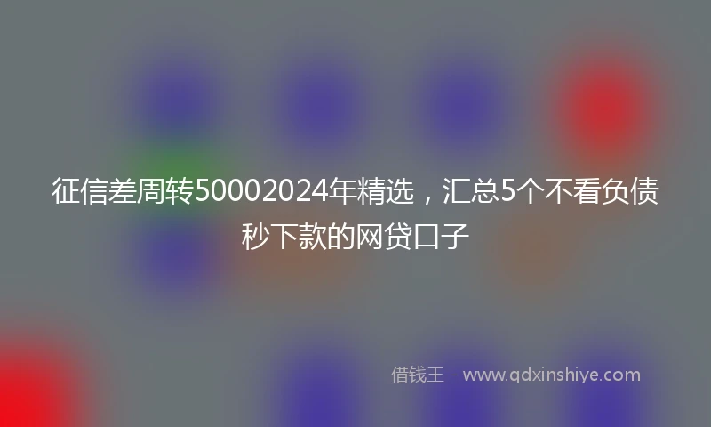征信差周转50002024年精选，汇总5个不看负债秒下款的网贷口子