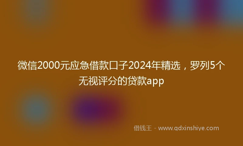 微信2000元应急借款口子2024年精选，罗列5个无视评分的贷款app