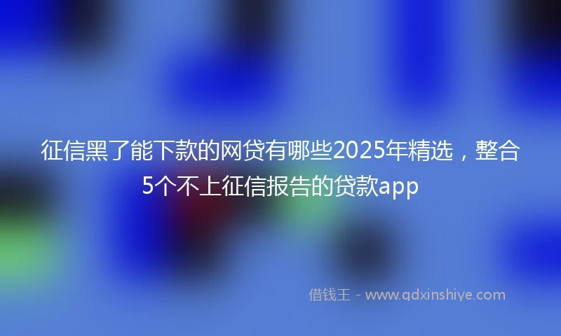 征信黑了能下款的网贷有哪些2025年精选，整合5个不上征信报告的贷款app