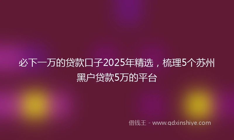 必下一万的贷款口子2025年精选，梳理5个苏州黑户贷款5万的平台