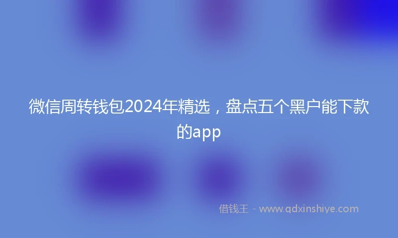 微信周转钱包2024年精选，盘点五个黑户能下款的app
