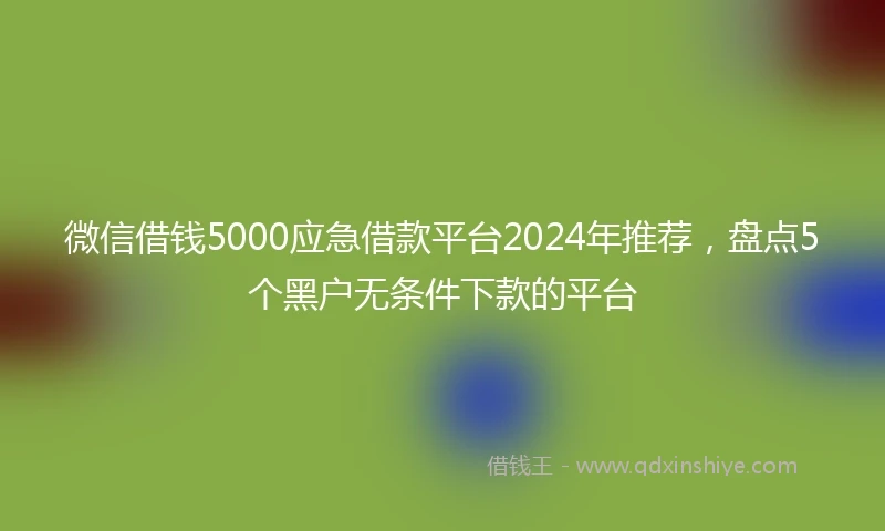 微信借钱5000应急借款平台2024年推荐，盘点5个黑户无条件下款的平台