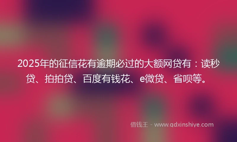 2025年的征信花有逾期必过的大额网贷有：读秒贷、拍拍贷、百度有钱花、e微贷、省呗等。