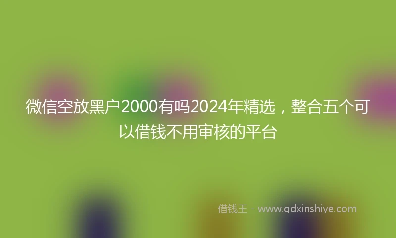 微信空放黑户2000有吗2024年精选，整合五个可以借钱不用审核的平台