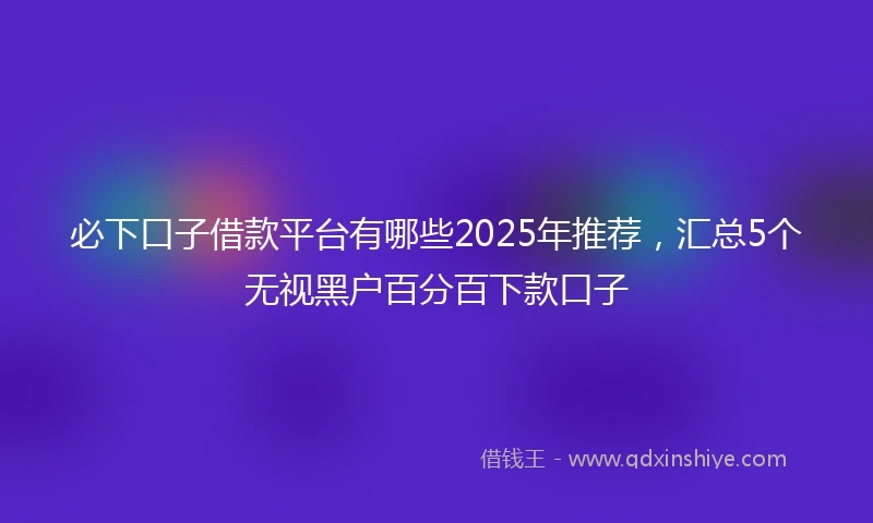 必下口子借款平台有哪些2025年推荐，汇总5个无视黑户百分百下款口子