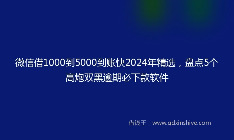 微信借1000到5000到账快2024年精选，盘点5个高炮双黑逾期必下款软件