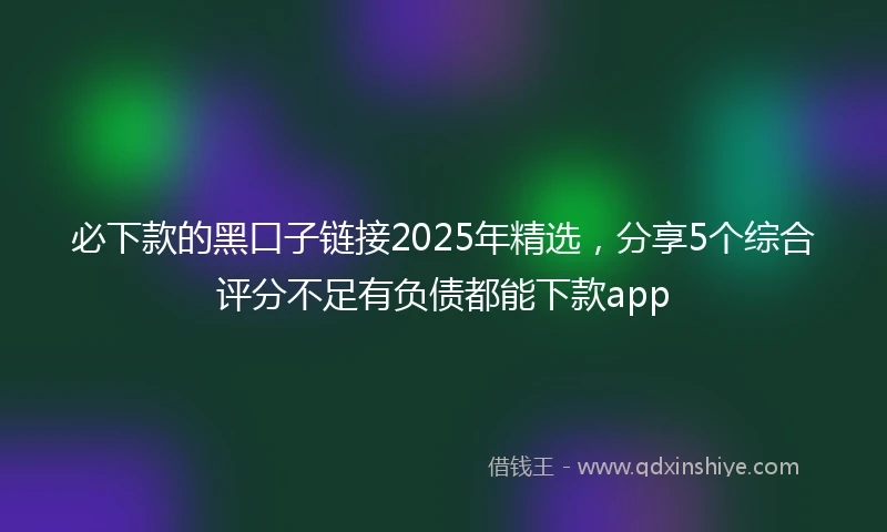 必下款的黑口子链接2025年精选，分享5个综合评分不足有负债都能下款app