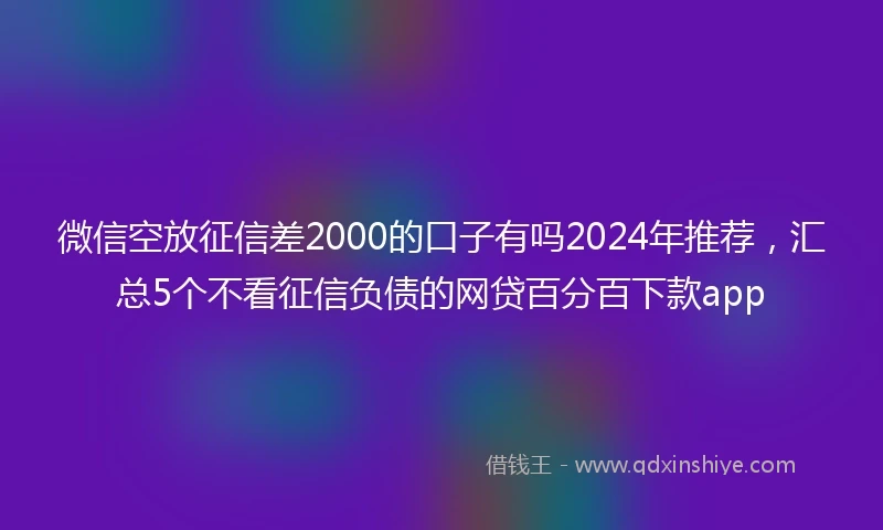 微信空放征信差2000的口子有吗2024年推荐，汇总5个不看征信负债的网贷百分百下款app