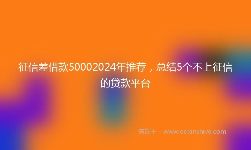 征信差借款50002024年推荐，总结5个不上征信的贷款平台