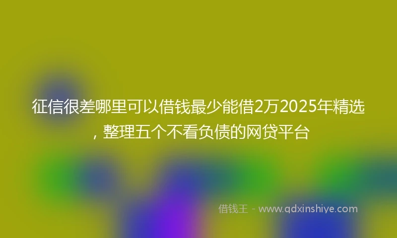 征信很差哪里可以借钱最少能借2万2025年精选，整理五个不看负债的网贷平台