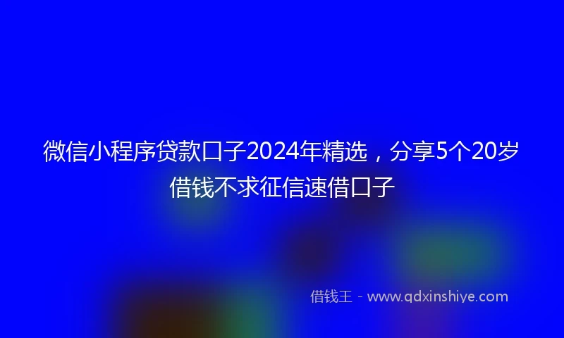 微信小程序贷款口子2024年精选，分享5个20岁借钱不求征信速借口子