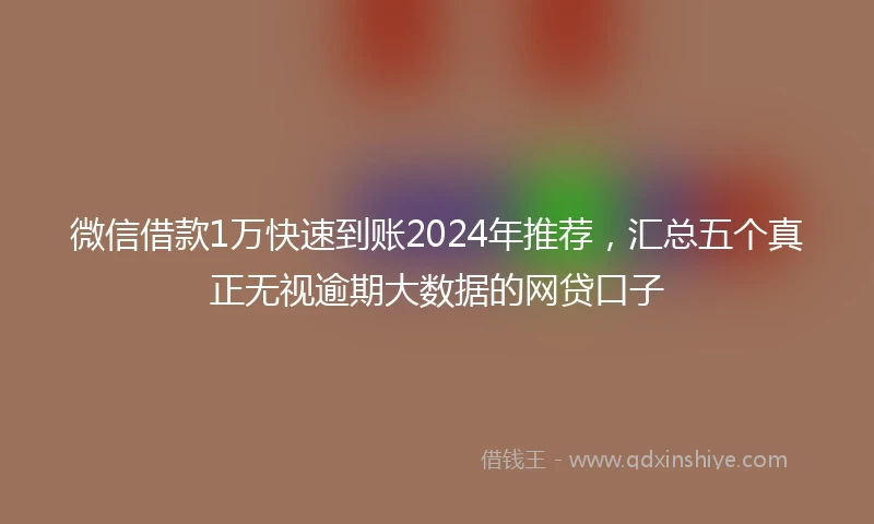 微信借款1万快速到账2024年推荐，汇总五个真正无视逾期大数据的网贷口子