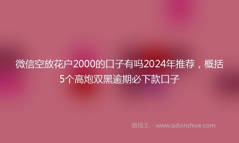 微信空放花户2000的口子有吗2024年推荐，概括5个高炮双黑逾期必下款口子