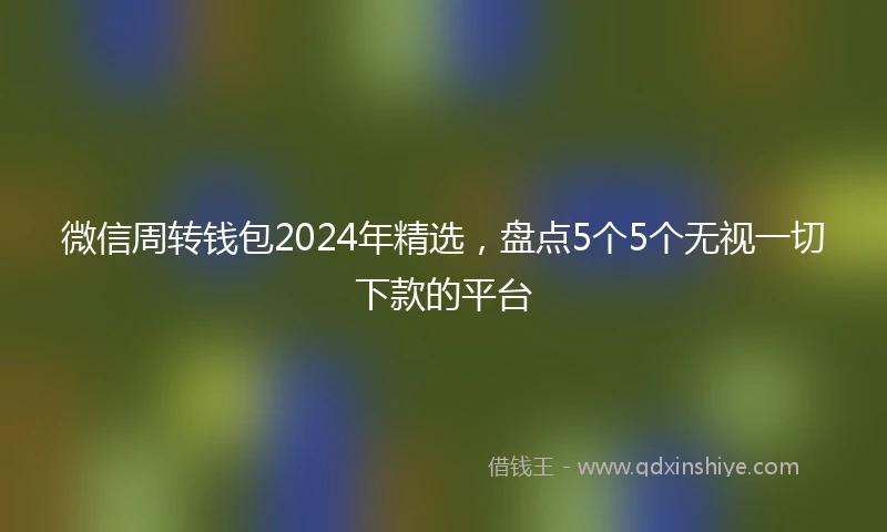 微信周转钱包2024年精选，盘点5个5个无视一切下款的平台
