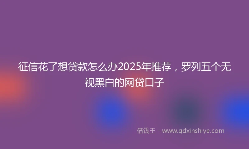 征信花了想贷款怎么办2025年推荐，罗列五个无视黑白的网贷口子
