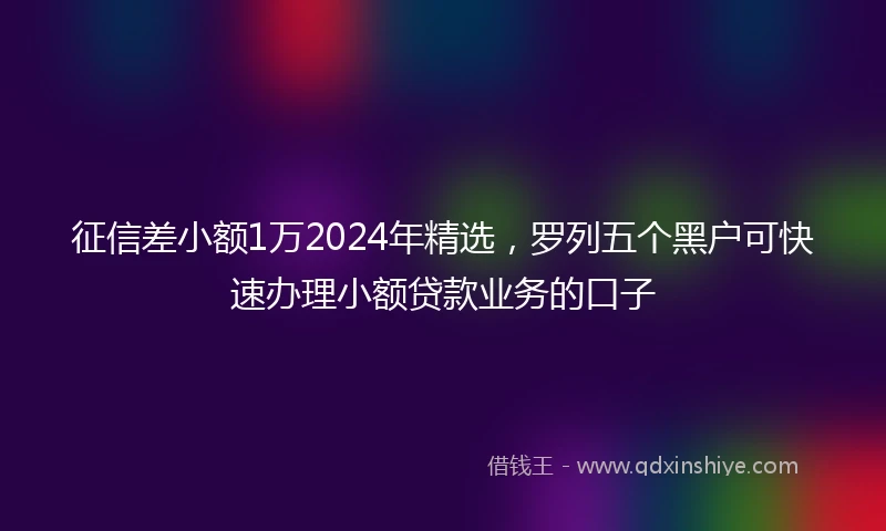征信差小额1万2024年精选，罗列五个黑户可快速办理小额贷款业务的口子