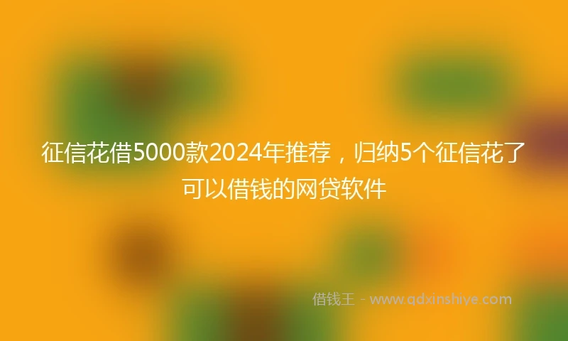征信花借5000款2024年推荐，归纳5个征信花了可以借钱的网贷软件
