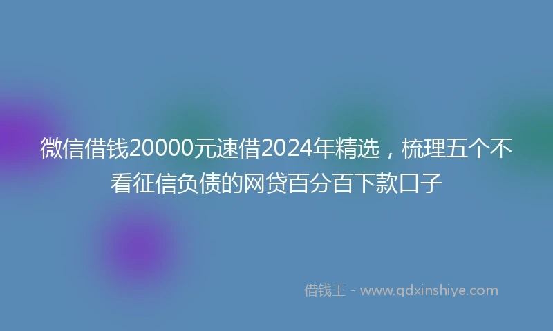 微信借钱20000元速借2024年精选，梳理五个不看征信负债的网贷百分百下款口子