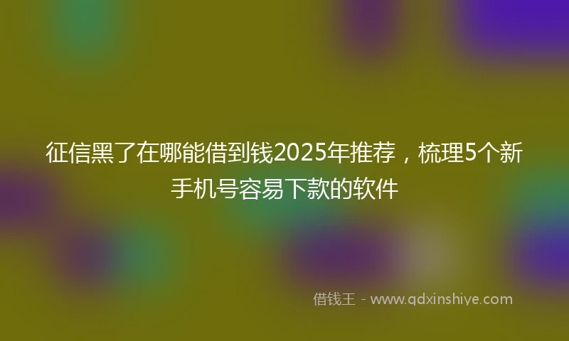 征信黑了在哪能借到钱2025年推荐，梳理5个新手机号容易下款的软件