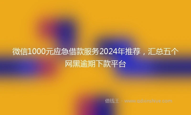 微信1000元应急借款服务2024年推荐，汇总五个网黑逾期下款平台